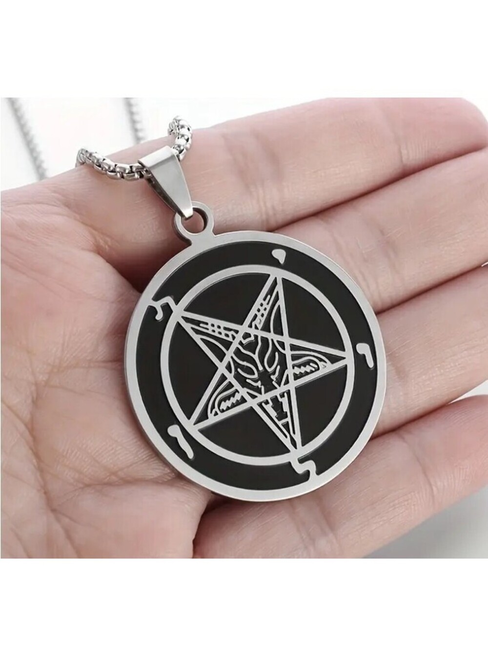 BAPHOMET PENTAGRAM PENDANT NECKLACE satan 666 black metal death metal occult